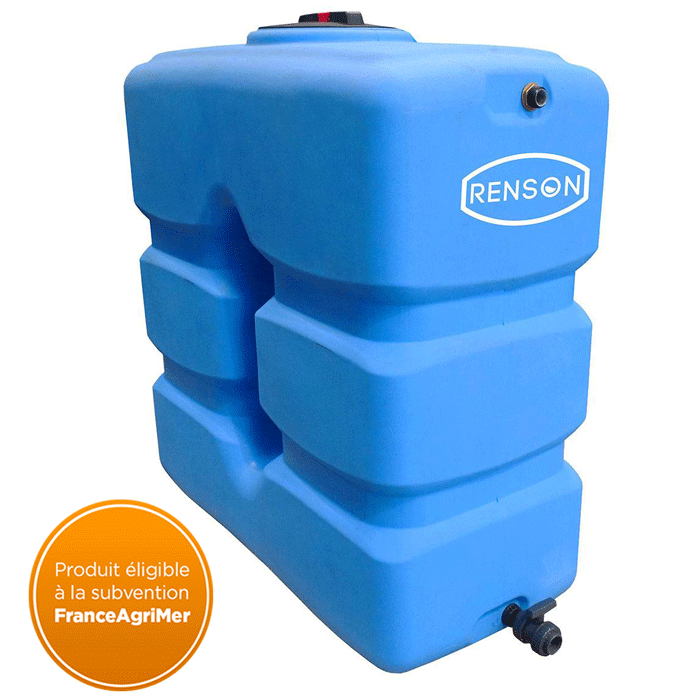 Cuve de stockage verticale d'eau de pluie 500L RENSON - traitement anti-UV - pré-équipée avec flotteur et vanne PVC_0