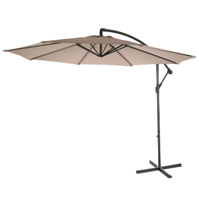 Décoshop26 - Parasol déporté protection solaire Ø 3m inclinable polyester/acier 11kg beige sable sans support 04_0000948 - beige acier 3000103932694_0