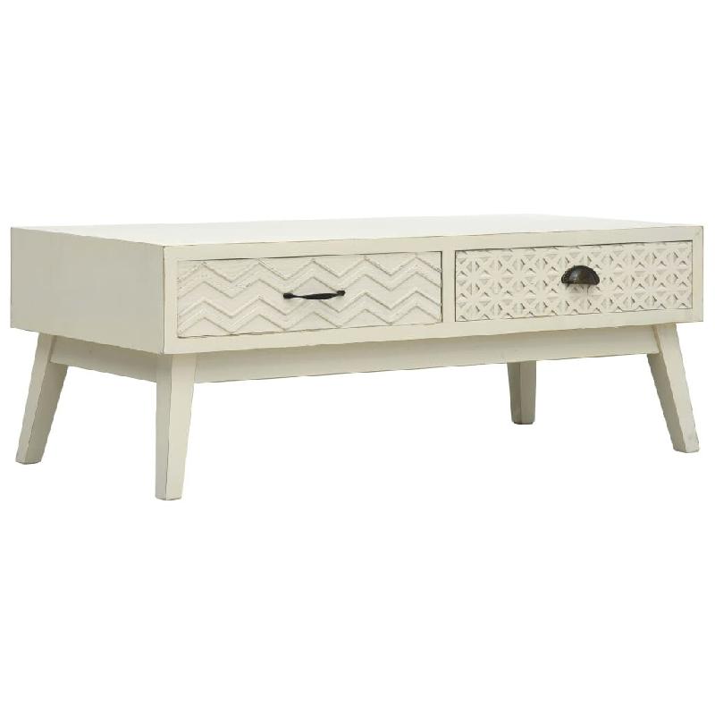 Décoshop26 - Table basse de salon design moderne avec 2 tiroirs sculpté 110 x 50 x 40 cm MDF gris DEC037318 - gris 3000263220228_0
