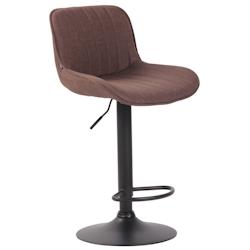 Décoshop26 - Tabouret de bar chaise haute x1 en tissu marron coutures verticales support en métal noir 10_0005117 - marron 3000252470610_0