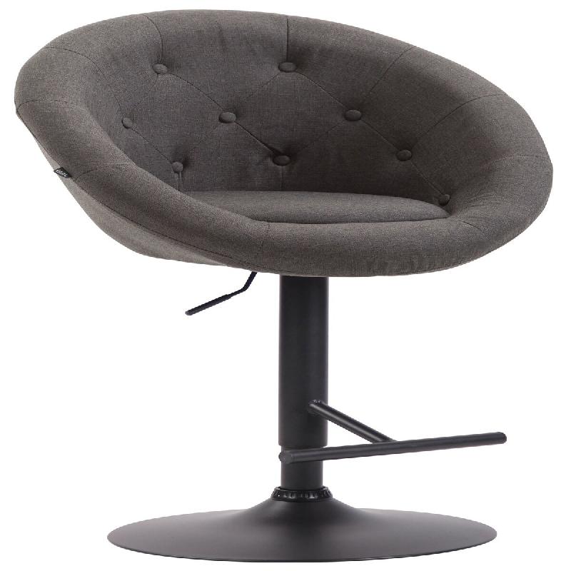 Décoshop26 - Tabouret de bar design moderne forme œuf capitonné avec repose-pieds en métal noir tissu gris foncé TDB10324 - gris métal 3000508669607_0