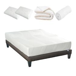 Ensemble   Matelas Mémoire de forme + Sommier + Accessoires 140x200 cm PARIS BELLECOUR - blanc Mousse à mémoire de forme 4VP.PA.K15.K.1420_0