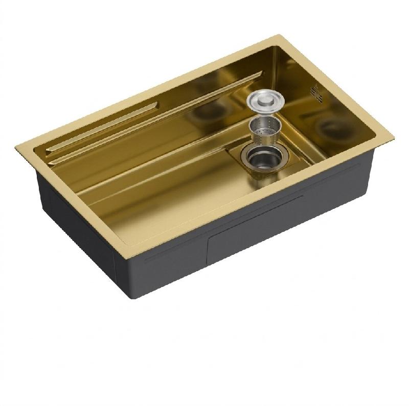Évier sous plan en acier inoxydable doré avec égouttoir 188 x 700 x 440 mm | Gasfrit - doré APK_GFYL9_0