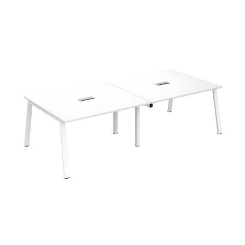 EXTENSION TABLE DE RÉUNION MODULABLE ECLA BLANC L 140 X P 126 PIÈTEMENT MÉTAL BLANC