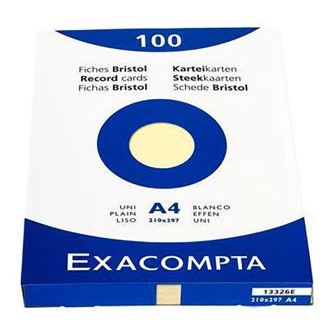 FICHE BRISTOL 210 X 297 MM UNIE JAUNE NON PERFORÉE EXACOMPTA - BOÎTE DE 100