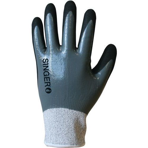 GANT ANTI-COUPURES NIVEAU D DOUBLE ENDUCTION NITRILE - TAILLE 9 - SINGER SAFETY