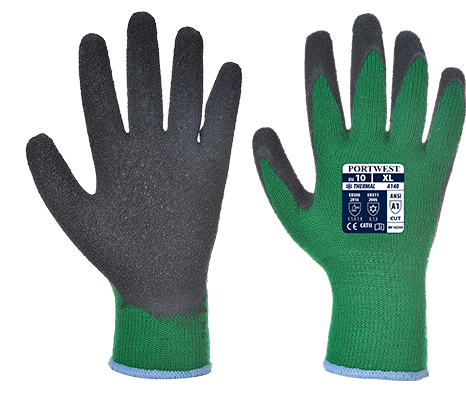 Gants thermiques enduits latex vert/noir A140 - protection contre le froid et antidérapants, taille M_0