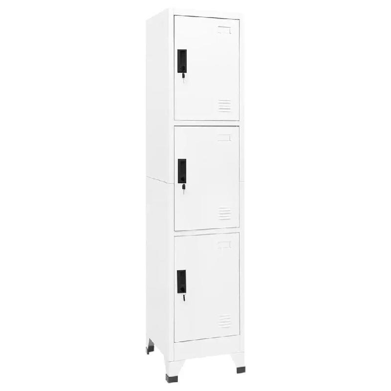 Helloshop26 - Armoire à casiers moderne bureau 38 x 45 x 180 cm avec 3 portes verrouillables en acier blanc 02_0046996 - blanc acier 3000234537836_0