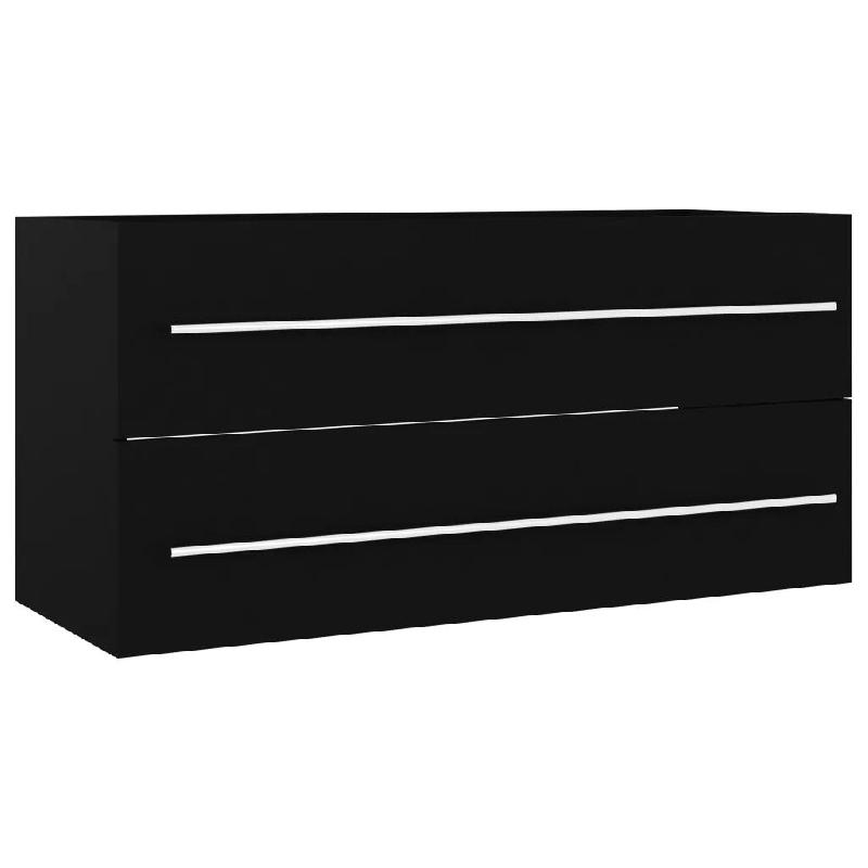 Helloshop26 - Armoire d'évier noire moderne salle de bain rangement 100 x 38,5 x 48 cm en bois noir 02_0047813 - noir Bois massif 3000234970480_0