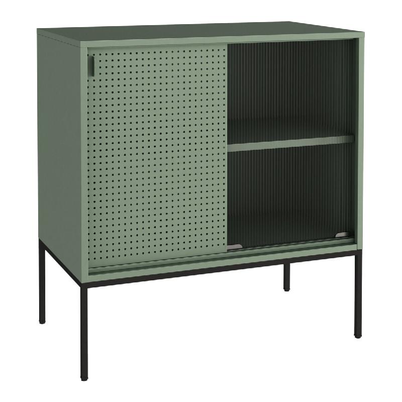 Helloshop26 - Buffet commode meuble de rangement 85 x 80 x 45 cm salon entré chambre métallique acier verre ondulé vert 03_0009036 - 3000224480555_0