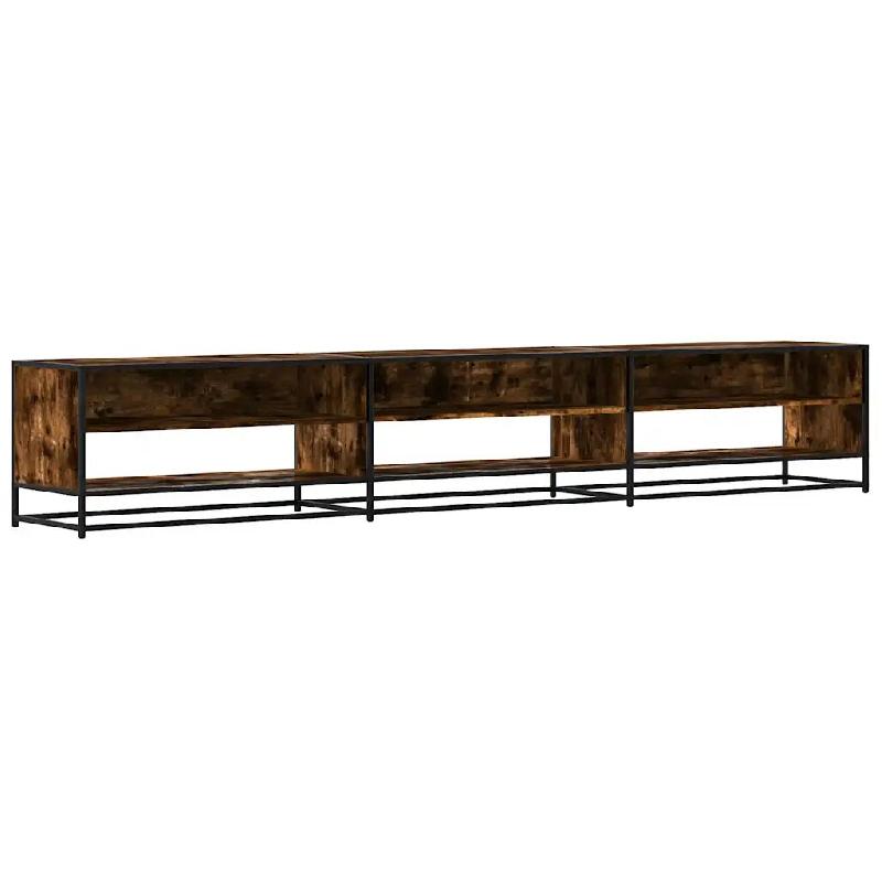 Helloshop26 - Meuble tv avec grand espace de rangement style industriel 270 x 40 x 46 cm en bois d'ingénierie chêne fumé 02_0055624 - métal 300023_0
