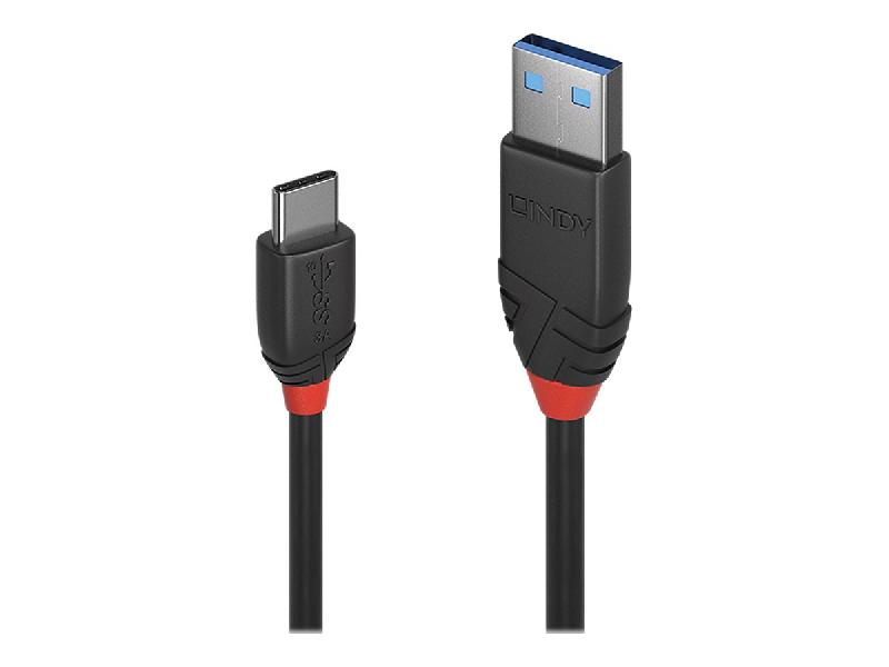 LINDY CÂBLE USB 3.2 TYPE A VERS C DE 0.5M, 10GBIT/S, NOIR