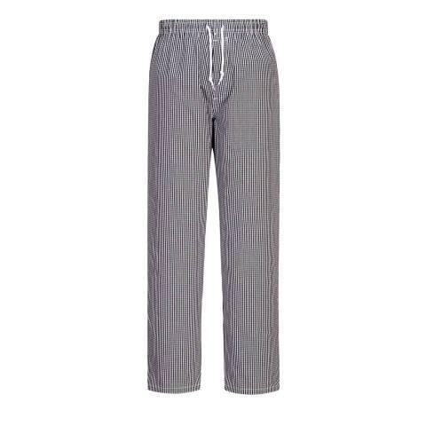 LOT DE 2 - PORTWEST C079 PANTALON DE CUISINE BROMLEY ÉCHIQUIER NOIR - TAILLE XS - STANDARD