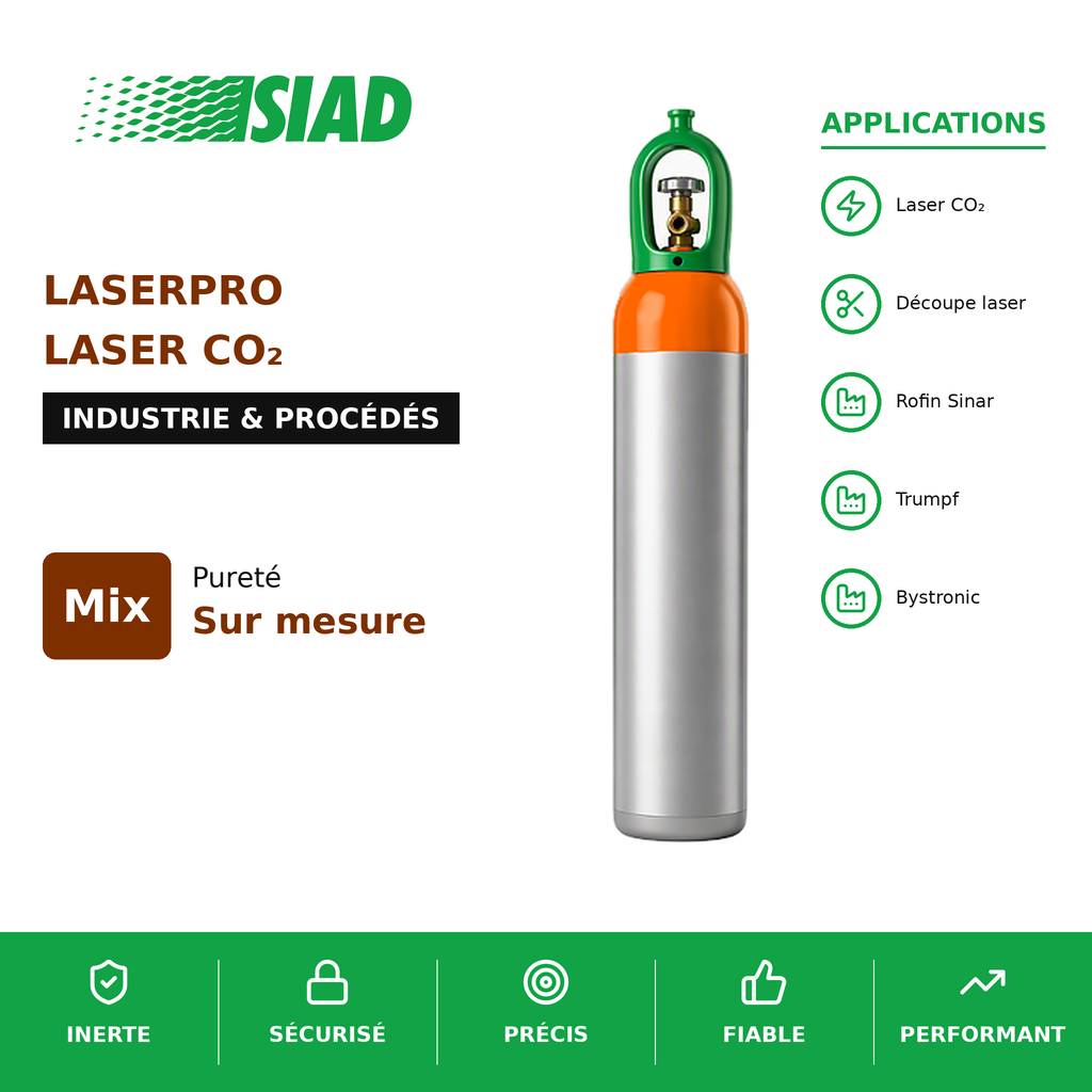 Mélanges laser SIAD - LASERPRO pour alimentation laser CO? (CO?/He/N?) pour Rofin Sinar_0