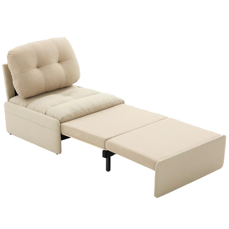 Merax Canapé-lit gigogne 2 en 1 - Chaise Simple et lit d'appoint, 195 × 81.5 × 90 cm, Tissu en Lin, canapé Multifonction Peu encombrant, Beige - b_0