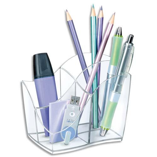 MULTIPOT ELLYPSE 4 COMPARTIMENTS, DIMENSIONS L8,9 X H9,8 X P11,8 CM, COLORIS CRISTAL - LOT DE 3