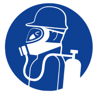PANNEAU OBLIGATION DE PORTER UN CASQUE ET UN APPAREIL RESPIRATOIRE