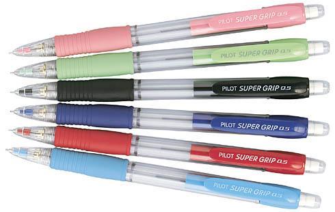 LOT DE 12 - PORTEMINE RECHARGEABLE SUPERGRIP PILOT POINTE 0,5 MM HB COULEURS ASSORTIES