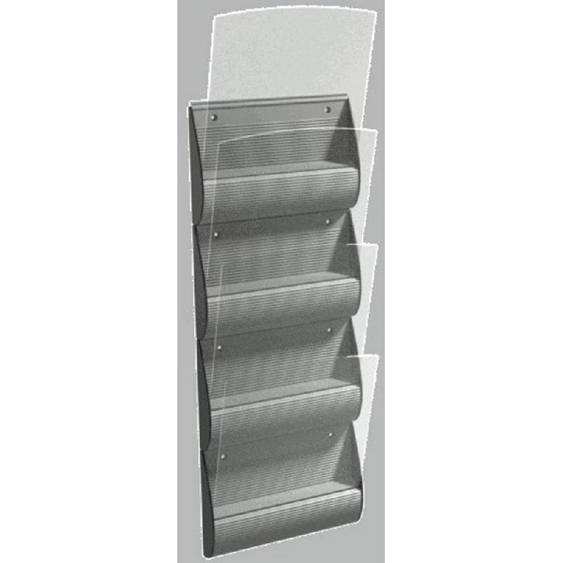 PRESENTOIR MURAL PAPERFLOW GRALE - 4 CASES A4 - GRIS