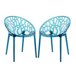 RATTATAN Lot de 2 chaises en polycarbonate empilables, design moderne et résistant, pour salle à manger, cuisine, restaurant ou bureau – Elettra â_0