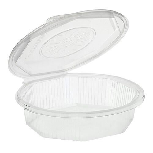 Starpak 100 boîtes à menu avec couvercle rabattable 1000 ml, PP non divisé 21,5 x 21,5 cm transparent octogonal - transparent plastique polypropyl�_0