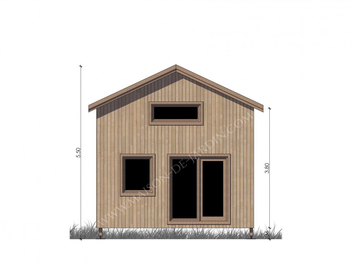 Studio de jardin - maison de jardin - ossature bois La Rochelle 37m² - toiture 2 pans avec étage de 17m²_0