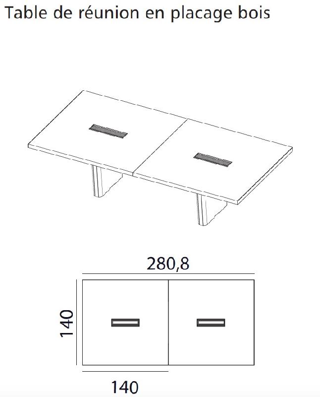 Table de réunion rectangulaire série X10 finition hébénisterie - Officity - 280, Noyer américain, Non_0