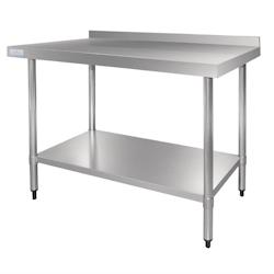 Table de travail Gastronoble Vogue avec rebord et étagère 150 x 70cm - inox GJ508_0