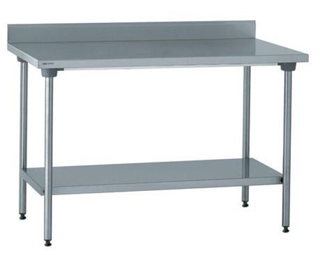 TABLE INOX ADOSSÉE AVEC ÉTAGÈRE 160 X 60 CM