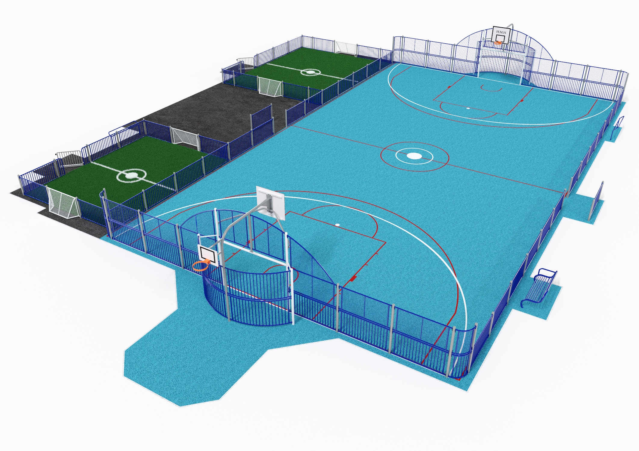 Terrain multisport Arena San Francisco 8019763 - Hags - Bleu avec scellement béton_0