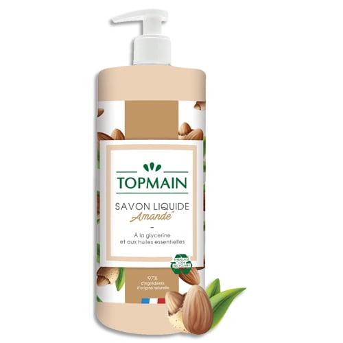 Topmain - Savon liquide doux aux huiles essentielles - Flacon pompe 500 ml - Parfum amandes pour mains et corps_0