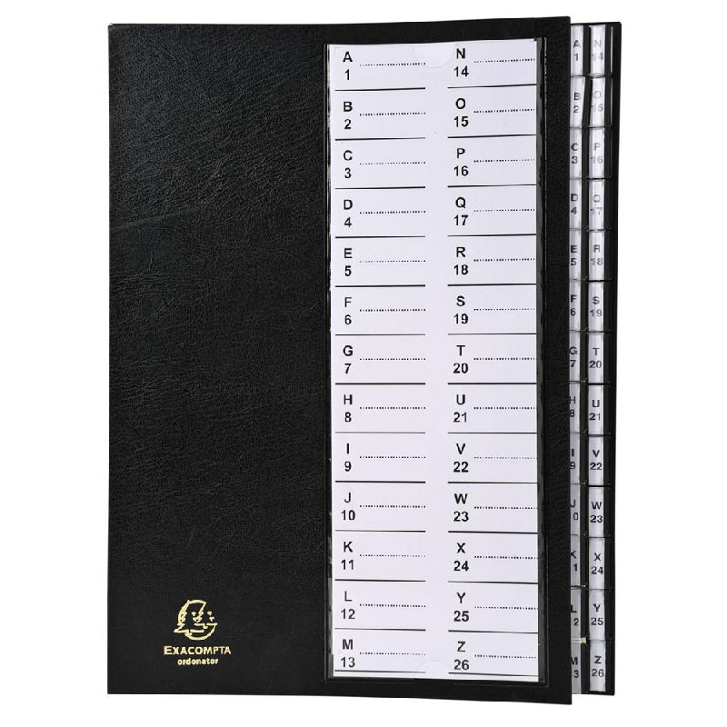 TRIEUR EXACOMPTA A4 - CAVALIERS PLASTIQUES ALPHA NUMERIQUES 26 DIVISIONS - NOIR