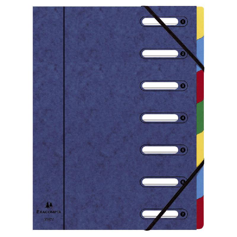 TRIEUR EXACOMPTA NATURE FUTURE HARMONIKA MULTIPART A4 AVEC DOS EXTENSIBLE A SOUFFLETS ET FENETRES PREDECOUPEES - 350 FEUILLES - 7 COMPARTIMENTS - 240 X 320 MM - CARTE LUSTREE - BLEU  - LOT DE 2