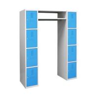VESTIAIRE MÉTALLIQUE MULTICASES AVEC PENDERIE 2 COLONNES DE 4 CASES