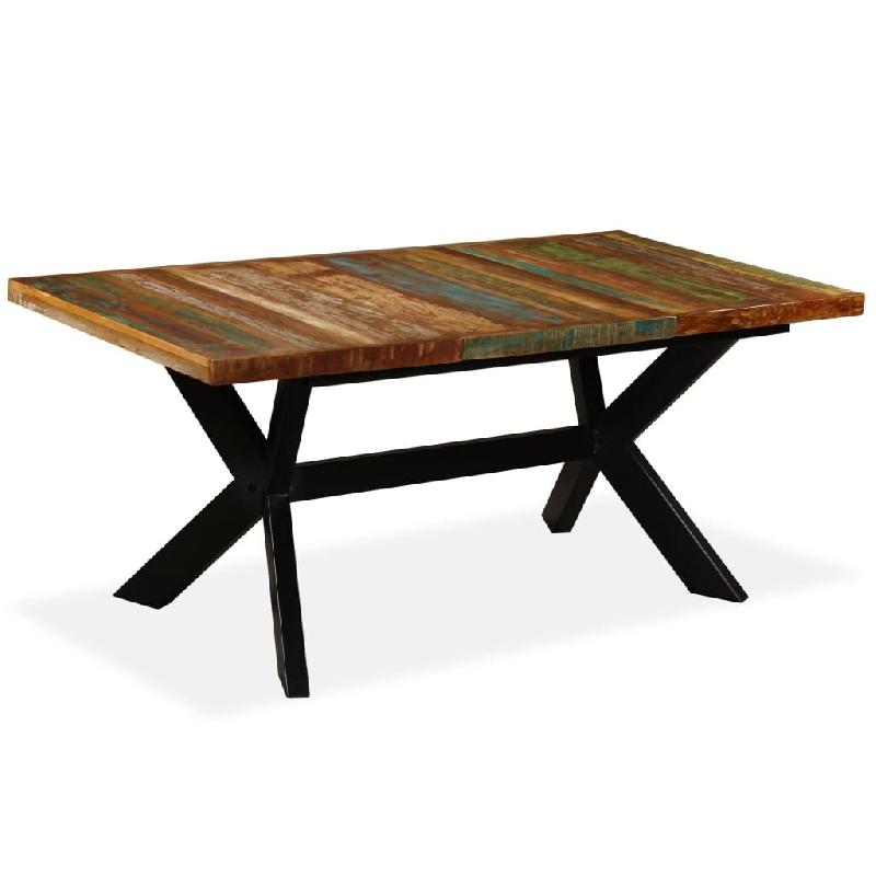 VidaXL Table à manger Bois récupération massif et croix en acier 180cm Modèle Zenith Select - Bois massif 244804_0