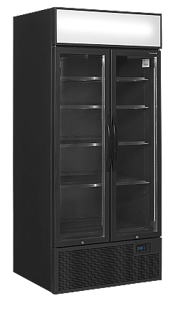 Vitrine réfrigérée noire deux portes vitrées avec canopy 535 L | Tefcold - FSC891HBlack_0