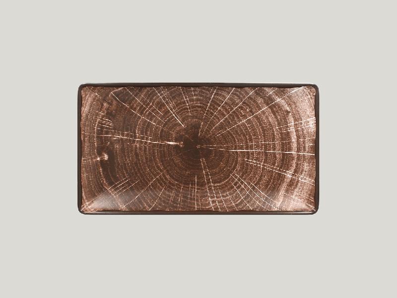 ASSIETTE PLATE RECTANGULAIRE MARRON PORCELAINE 33,5X18 CM WOODART RAK