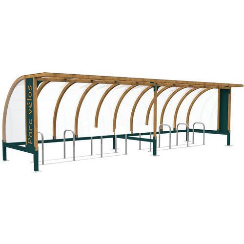 ABRI VÉLOS BOIS DE CENÉ 8 X 250 M VERT + 2 SUPPORTS - ABRI PLUS