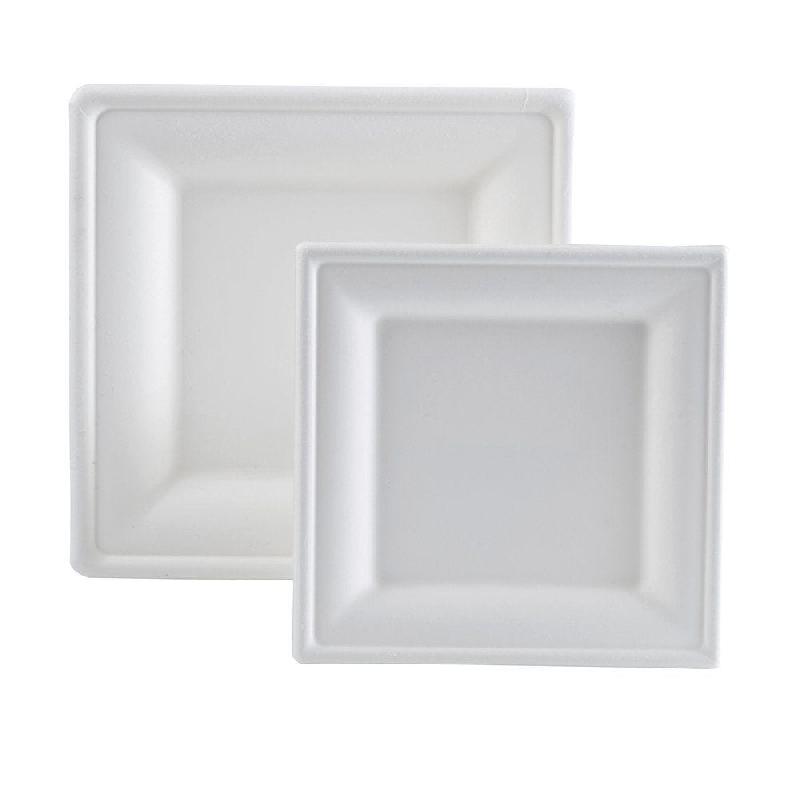 Assiette carrée bagasse blanc 20x20cm - par 500_0
