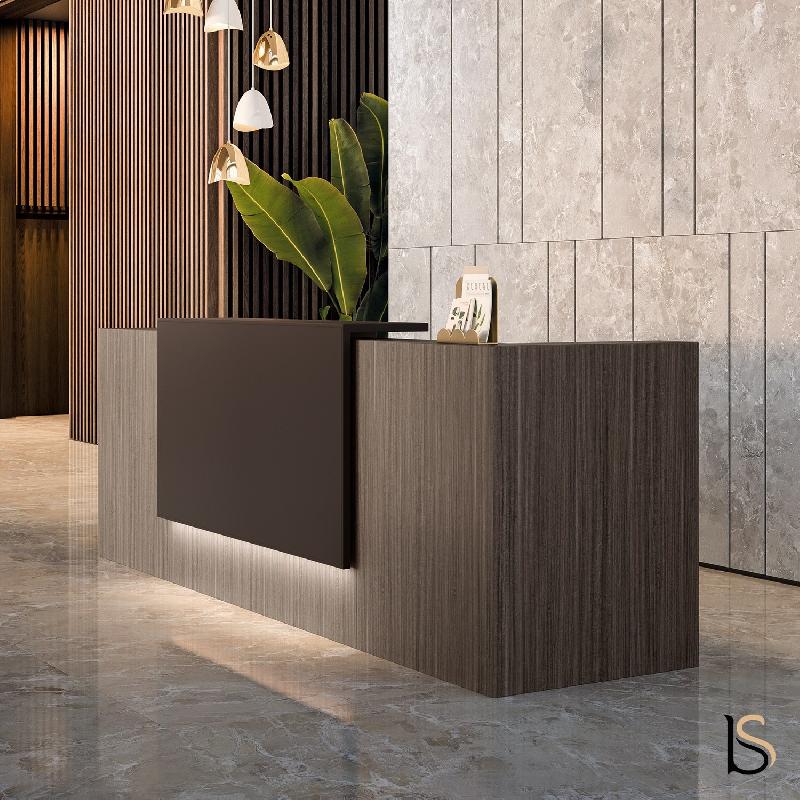 Banque d'accueil Z2 cuir haut de gamme - Officity - 206, Eucalyptus, Cuir brun_0