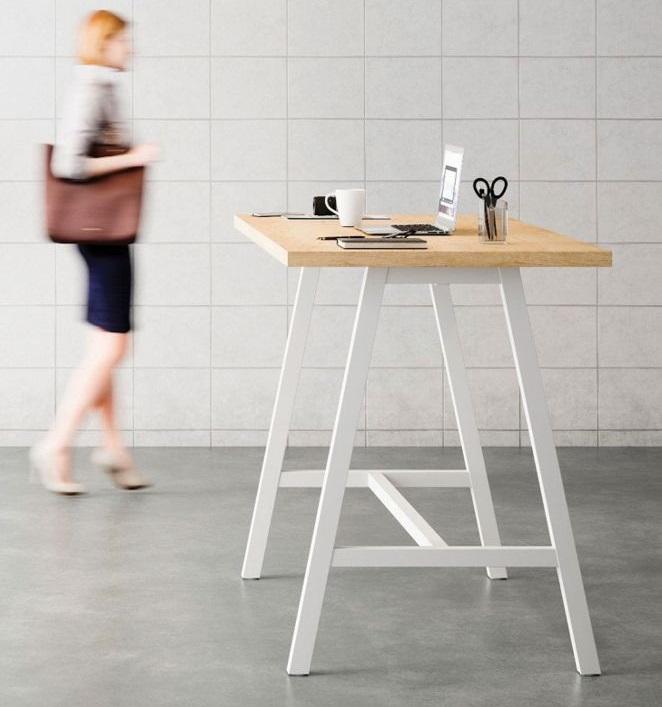 Bimage table haute - plateau mélaminé alvéolaire Nitech® ép. 38 mm - piétement arche trapèze métal - dimensions disponibles jusqu'à 200 x 100 cm_0