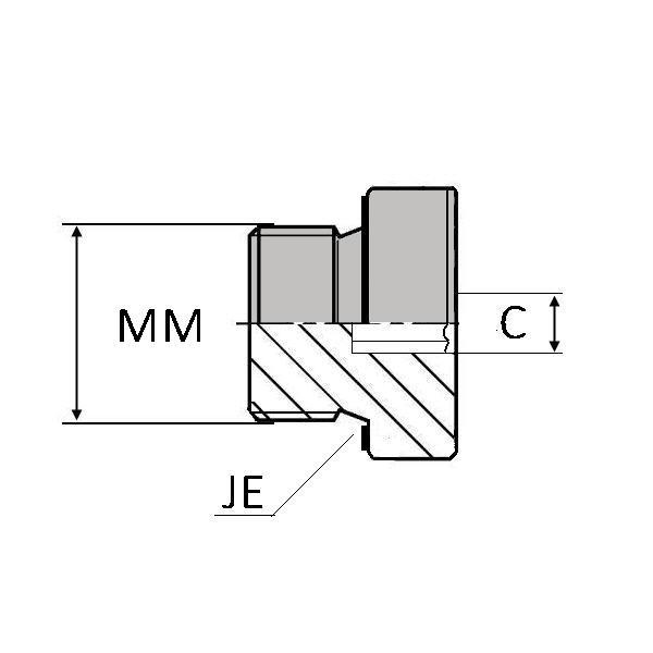 Bouchon mâle ISO Forme E - 6 pans creux - Avec joint encastré - BOBTM08100_0