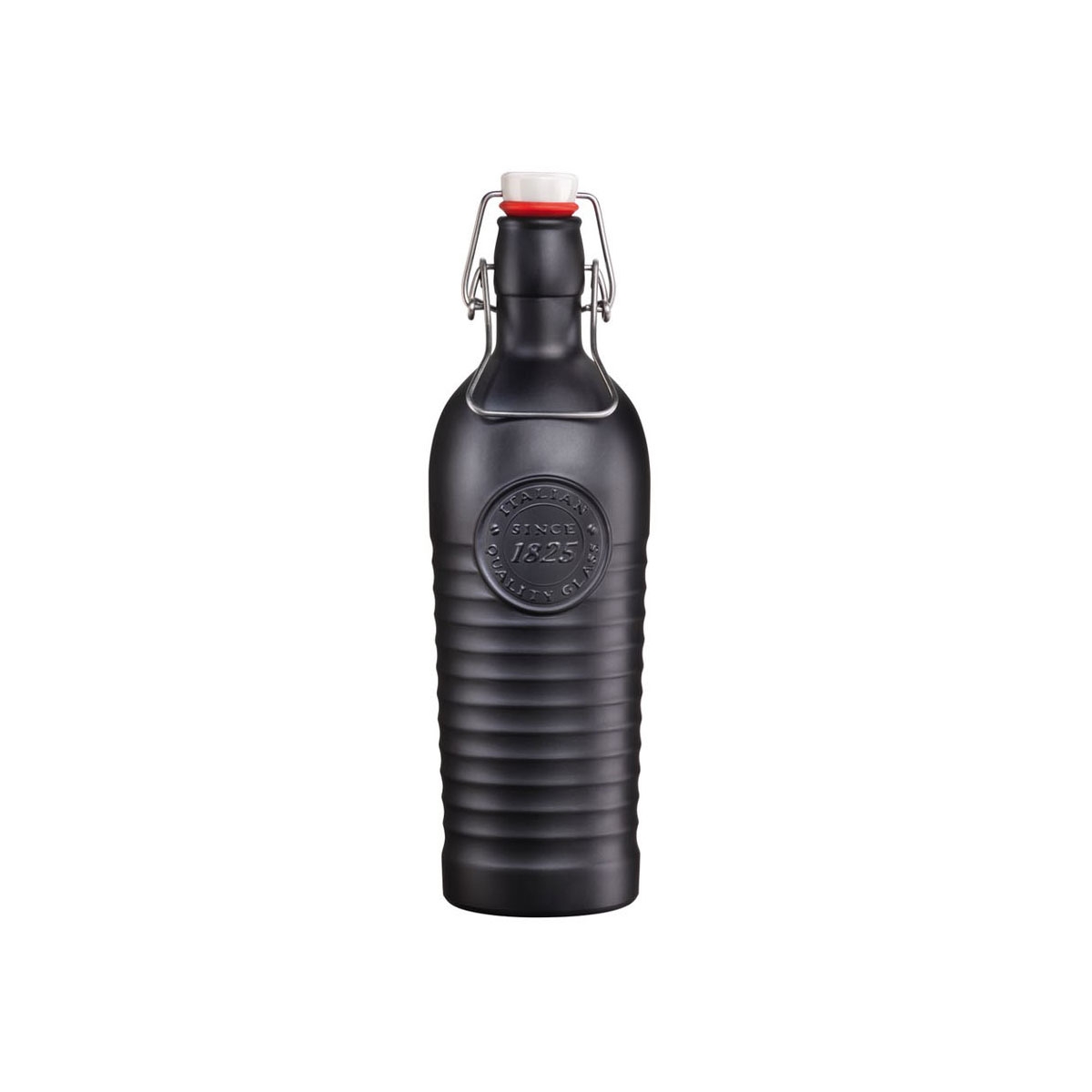 BOUTEILLE EN VERRE NOIR ANTHRACITE AVEC BOUCHON MÉCANIQUE 1.2 L  - BORMIOLI ROCCO - OFFICINA 1825