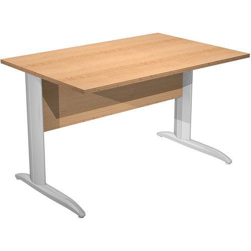 BUREAU DROIT PIEDS L EN MÉTAL FAST 120 CM HÊTRE CHROME