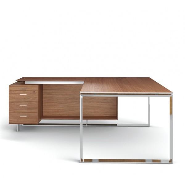 Bureau X7 avec retour et caisson - Officity. - 210, Blanc, Gauche_0
