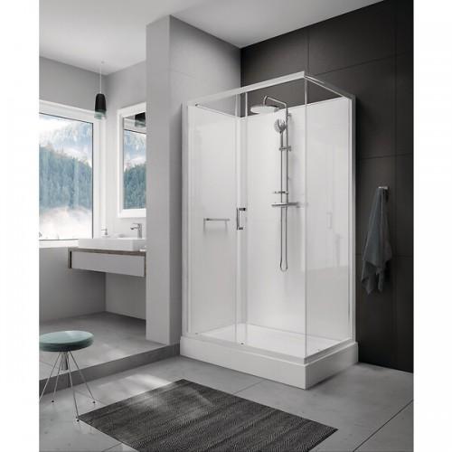 CABINE DE DOUCHE 120X90 CM TRANSPARENTE - PORTES COULISSANTES ACCÈS FACE - KARA 2 LEDA