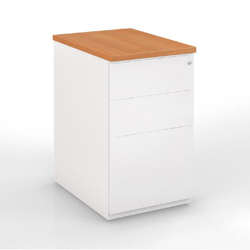 CAISSON HAUTEUR BUREAU METAL - NF ENVIRONNEMENT - BLANC TOP HETRE - H.72 X L. 42 X P. 60 CM