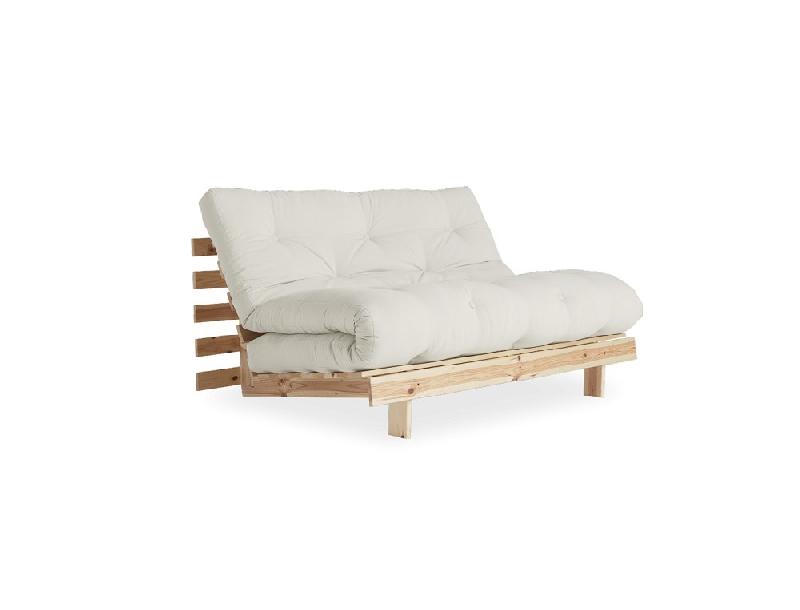 Canapé convertible futon ROOTS - Pin naturel - Coloris naturel - Couchage 140x200 cm - Réglable 3 positions - Marque KARUP_0