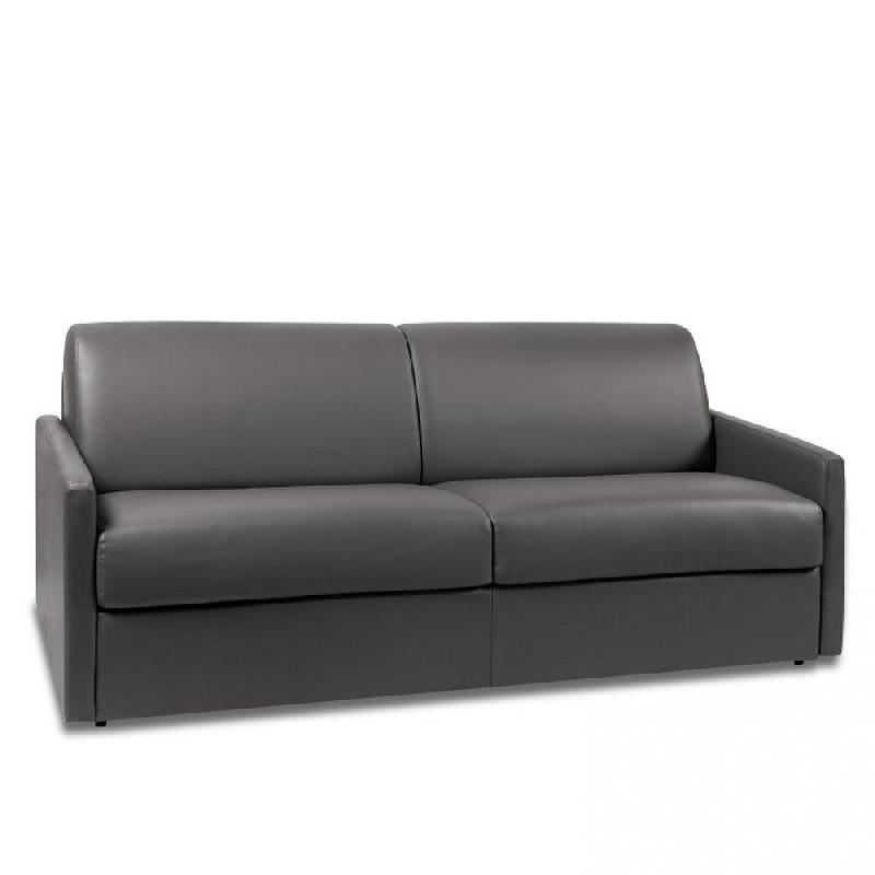 Canapé convertible express Sun Edition cuir et PU Cayenne gris 160 cm - Matelas 16 cm haute résilience_0