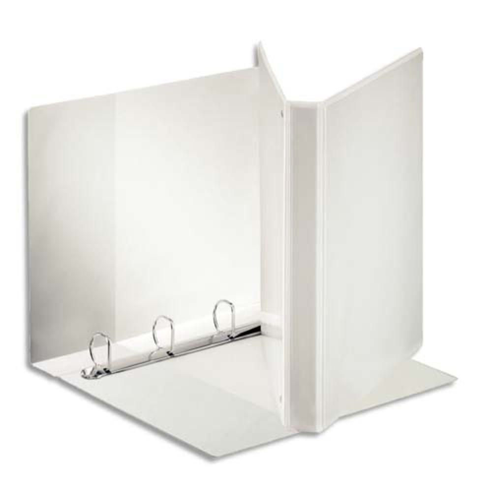 CLASSEUR PERSONNALISABLE TROIS FACES ESSELTE - 4 ANNEAUX - POLYPROPYLENE BLANC - DOS DE 3,7 CM - LOT DE 10